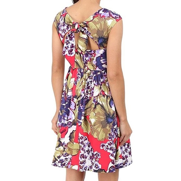 Donna Morgan Womens Cotton Sateen Tie-Back Fit-and-Flare Dress, Size 4 - Picture 3 of 8